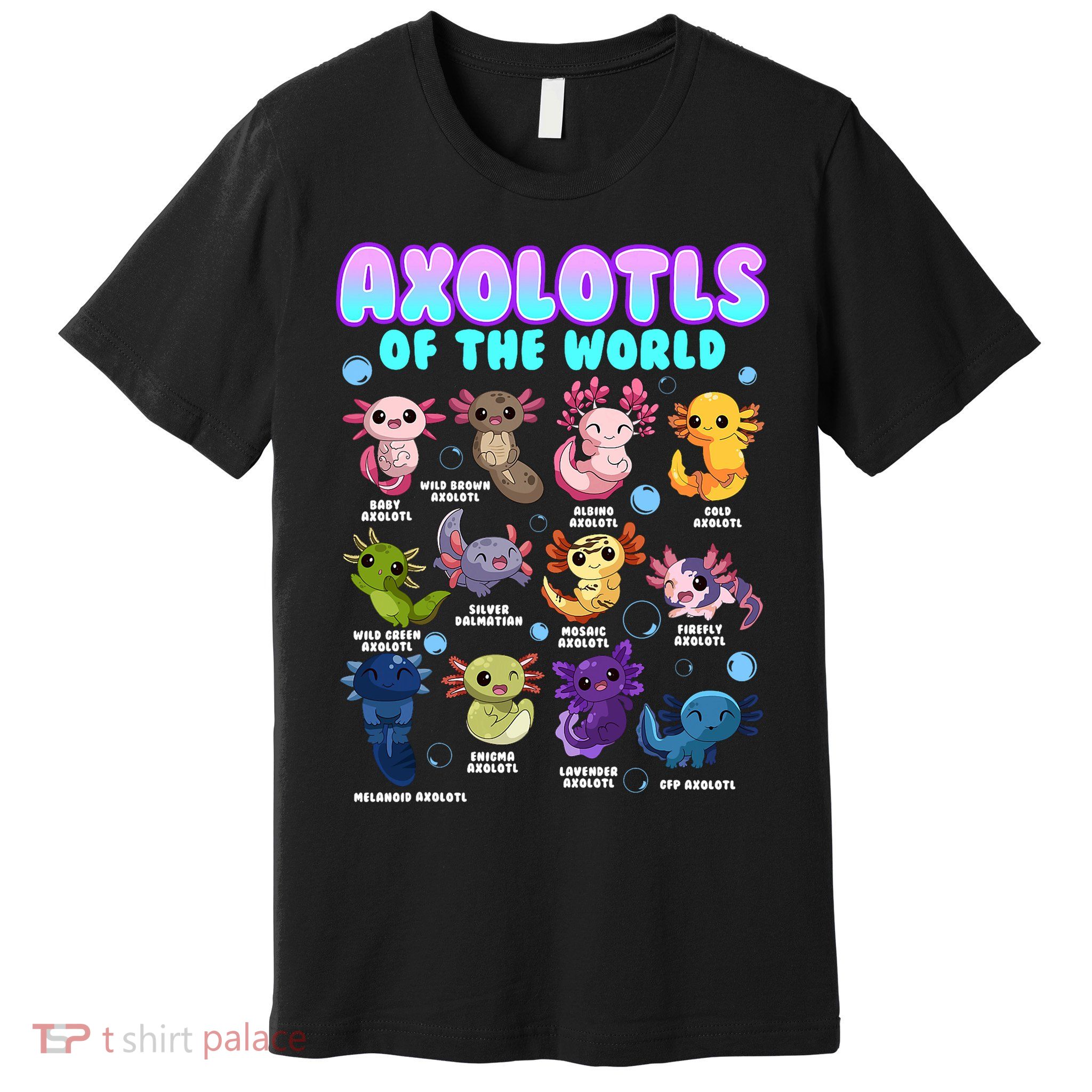 Axolotl Animals Of The World Kawaii Salamander Herpetology Premium T-Shirt
