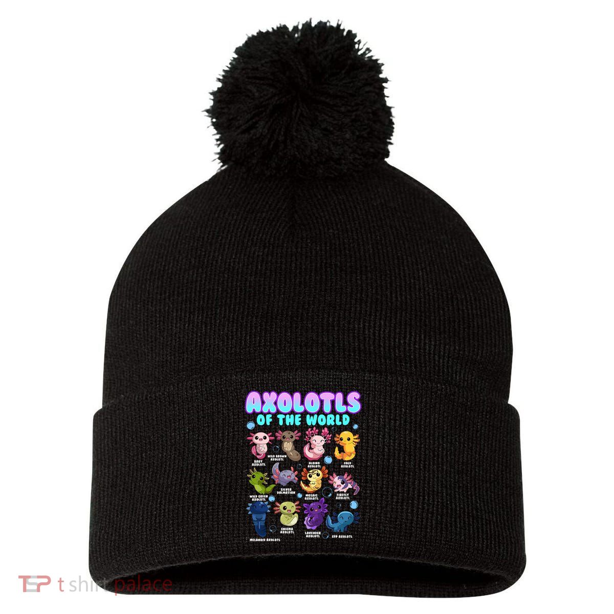 Axolotl Animals Of The World Kawaii Salamander Herpetology Pom Pom 12in Knit Beanie