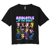Axolotl Animals Of The World Kawaii Salamander Herpetology Women's Crop Top Tee