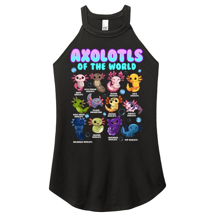 Axolotl Animals Of The World Kawaii Salamander Herpetology Women's Perfect Tri Rocker Tank