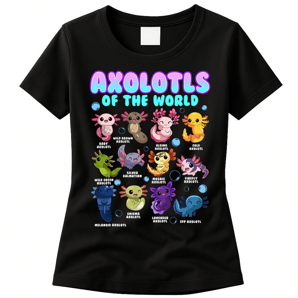 Axolotl Animals Of The World Kawaii Salamander Herpetology Womens T-Shirt