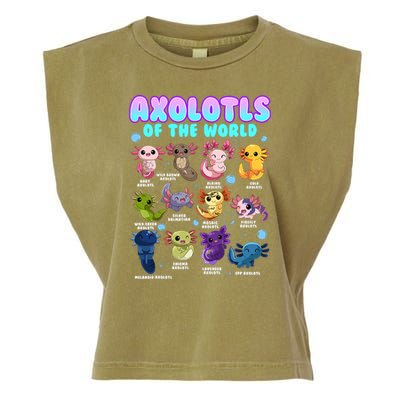 Axolotl Animals Of The World Kawaii Salamander Herpetology Garment-Dyed Women's Muscle Tee