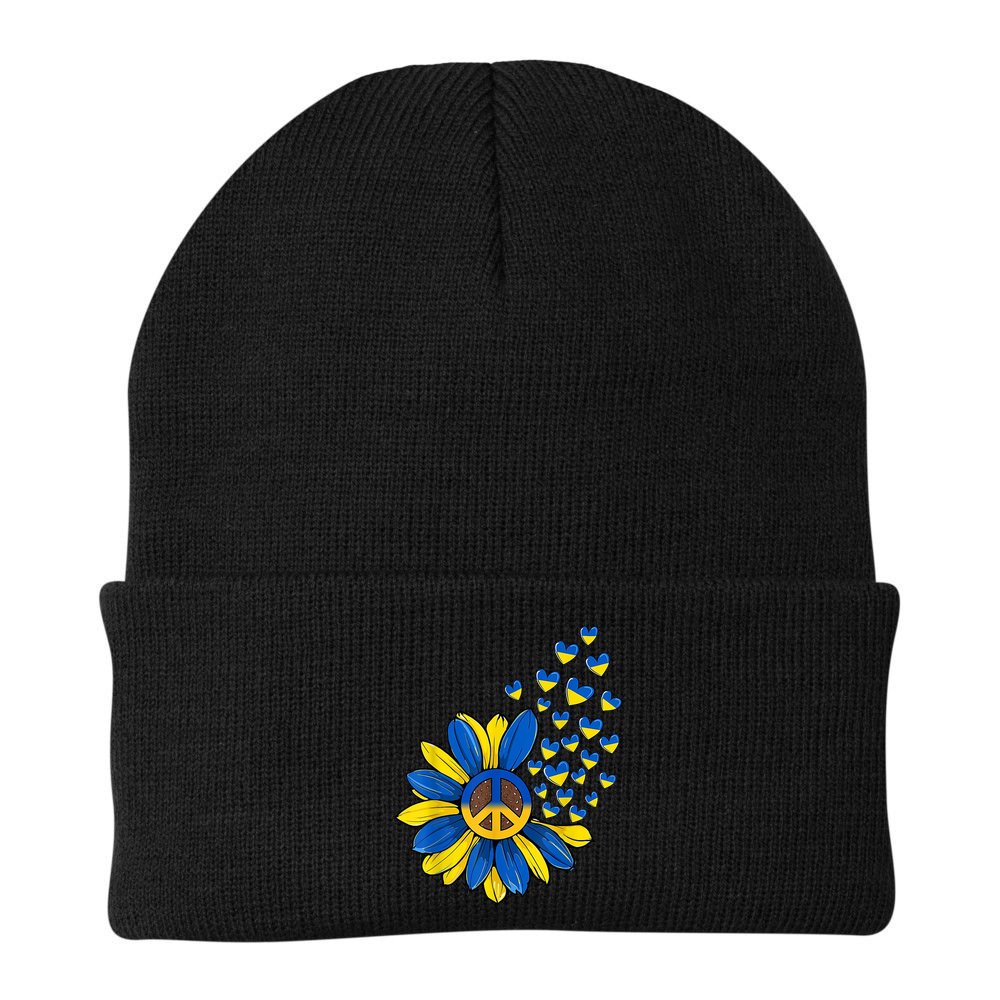 Autism Awareness Peace Sunflower Beanie