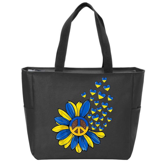 Autism Awareness Peace Sunflower Zip Tote Bag
