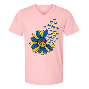 Autism Awareness Peace Sunflower V-Neck T-Shirt