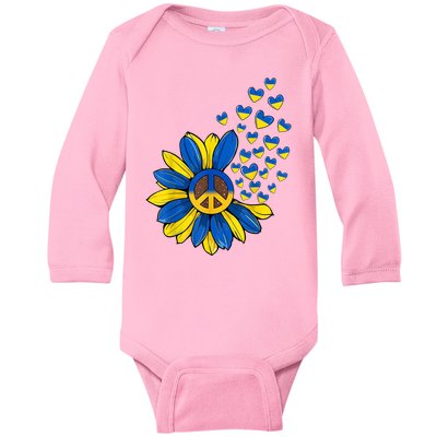 Autism Awareness Peace Sunflower Baby Long Sleeve Bodysuit