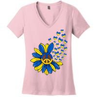 Autism Awareness Peace Sunflower Women's V-Neck T-Shirt