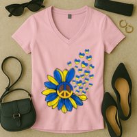 Autism Awareness Peace Sunflower Women's V-Neck T-Shirt