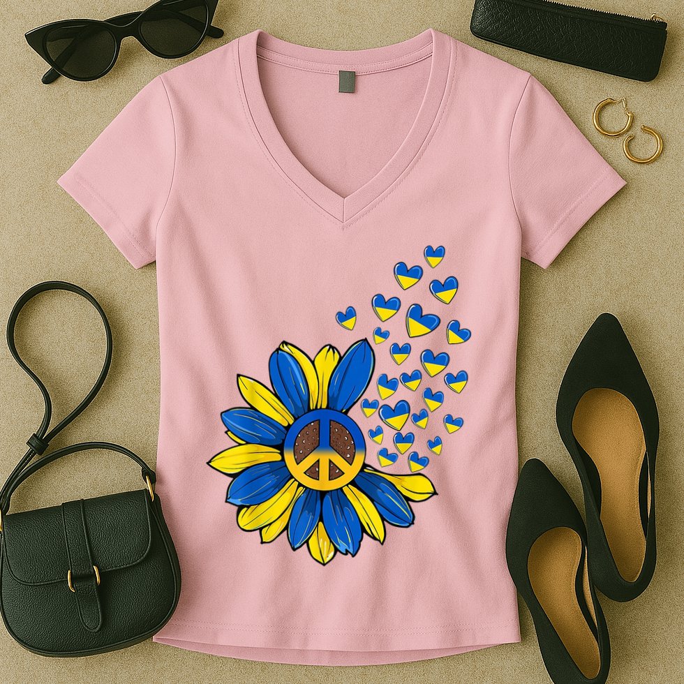 Autism Awareness Peace Sunflower Women's V-Neck T-Shirt
