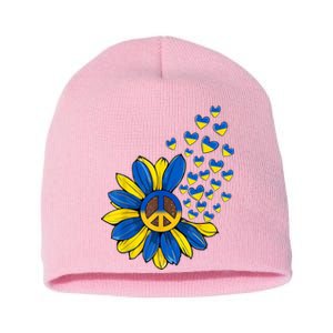 Autism Awareness Peace Sunflower Short Acrylic Beanie