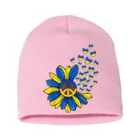 Autism Awareness Peace Sunflower Short Acrylic Beanie