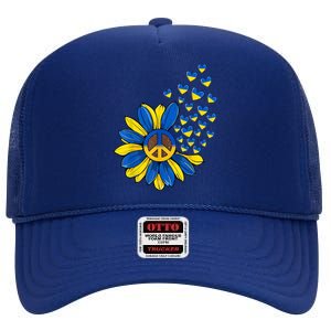 Autism Awareness Peace Sunflower High Crown Mesh Back Trucker Hat