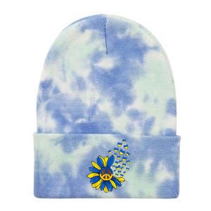 Autism Awareness Peace Sunflower Tie Dye 12in Knit Beanie