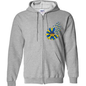 Autism Awareness Peace Sunflower Full Zip Hoodie