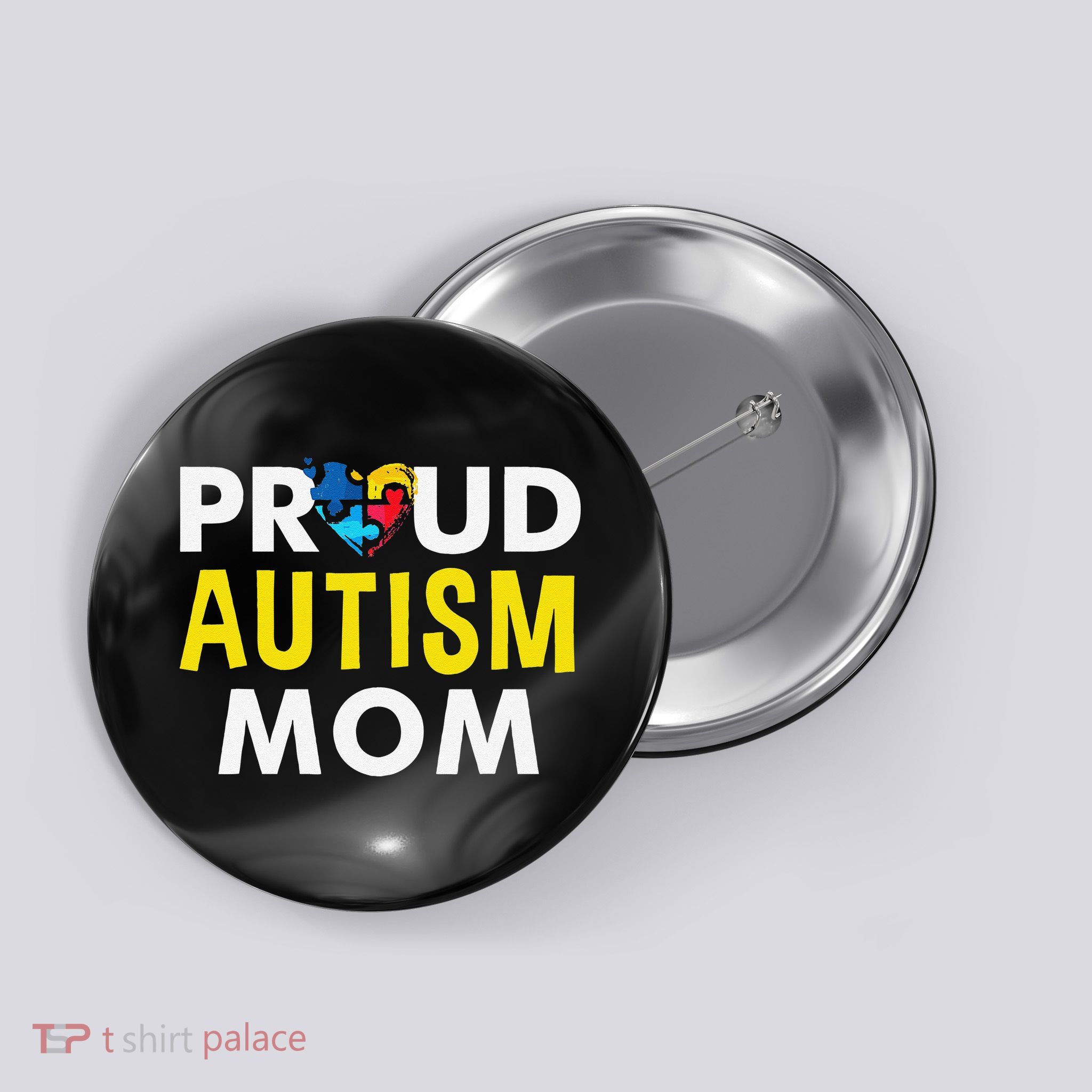 Autism Awareness Proud Autism Mom Button