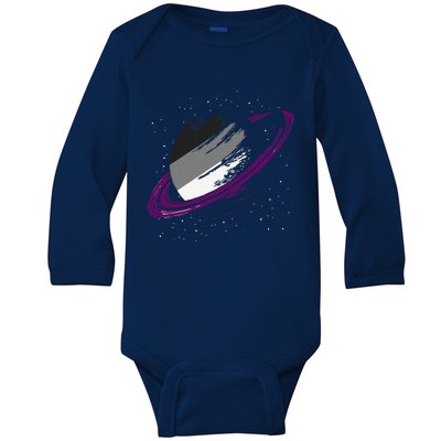 Asexual Ace Pride Month Saturn Queer Lgbtq Asexual Baby Long Sleeve Bodysuit