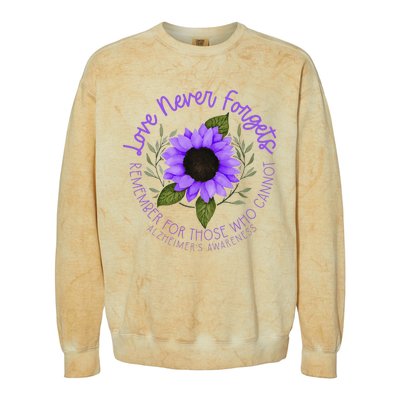 Alzheimer Awareness Purple Sunflower Colorblast Crewneck Sweatshirt