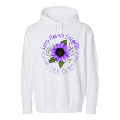 Alzheimer Awareness Purple Sunflower Garment-Dyed Fleece Hoodie