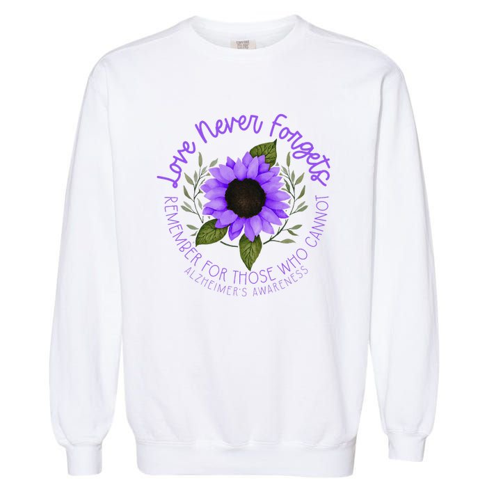 Alzheimer Awareness Purple Sunflower Garment-Dyed Sweatshirt