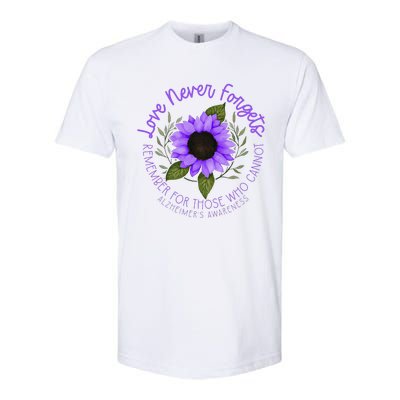 Alzheimer Awareness Purple Sunflower Softstyle CVC T-Shirt