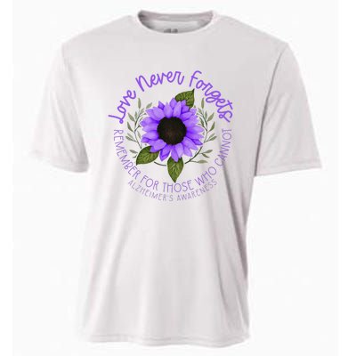 Alzheimer Awareness Purple Sunflower Cooling Performance Crew T-Shirt