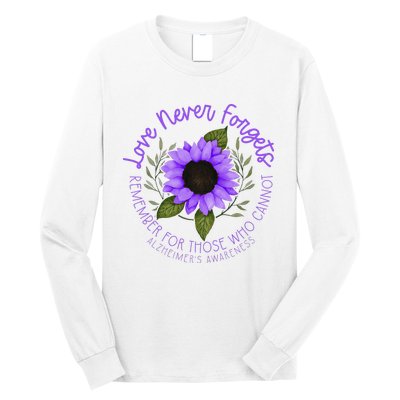 Alzheimer Awareness Purple Sunflower Long Sleeve Shirt