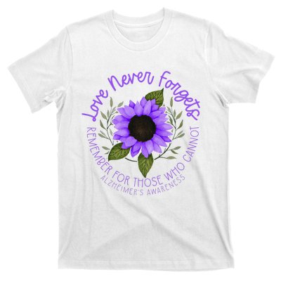 Alzheimer Awareness Purple Sunflower T-Shirt