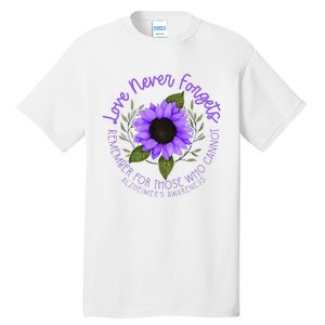 Alzheimer Awareness Purple Sunflower Tall T-Shirt