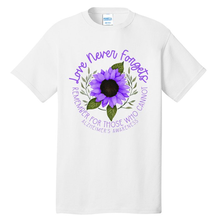 Alzheimer Awareness Purple Sunflower Tall T-Shirt