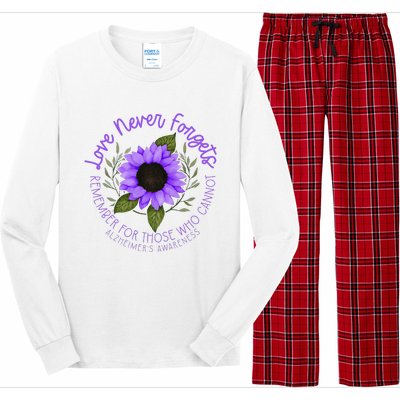 Alzheimer Awareness Purple Sunflower Long Sleeve Pajama Set