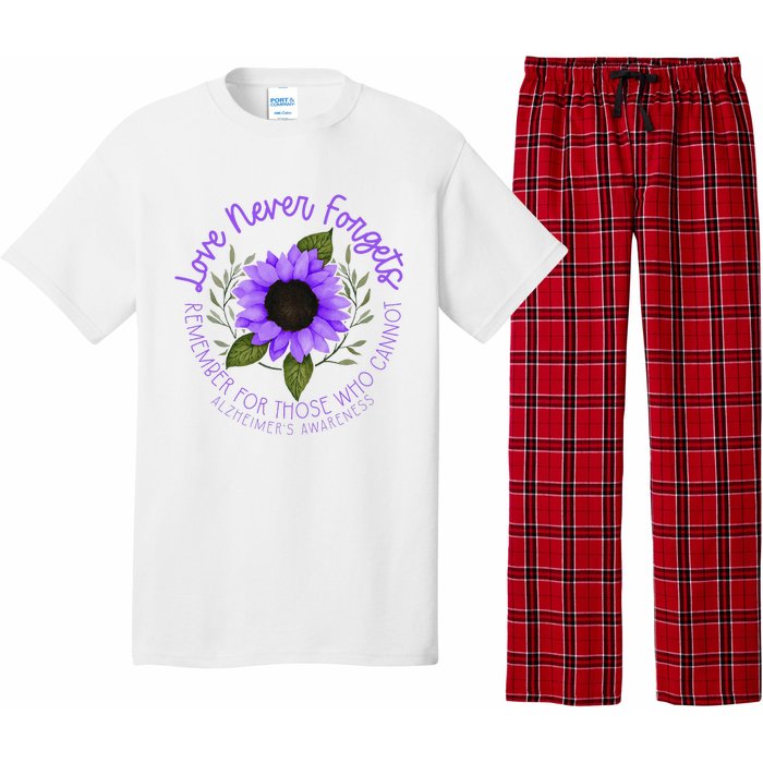 Alzheimer Awareness Purple Sunflower Pajama Set