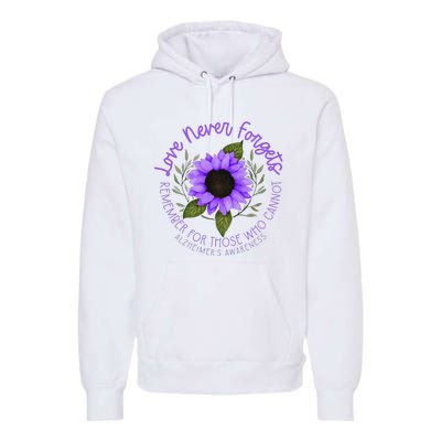 Alzheimer Awareness Purple Sunflower Premium Hoodie