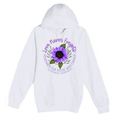 Alzheimer Awareness Purple Sunflower Premium Pullover Hoodie