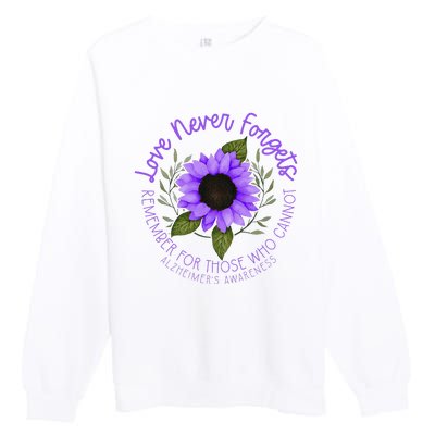 Alzheimer Awareness Purple Sunflower Premium Crewneck Sweatshirt