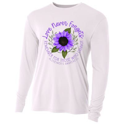 Alzheimer Awareness Purple Sunflower Cooling Performance Long Sleeve Crew