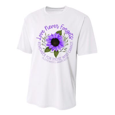 Alzheimer Awareness Purple Sunflower Performance Sprint T-Shirt