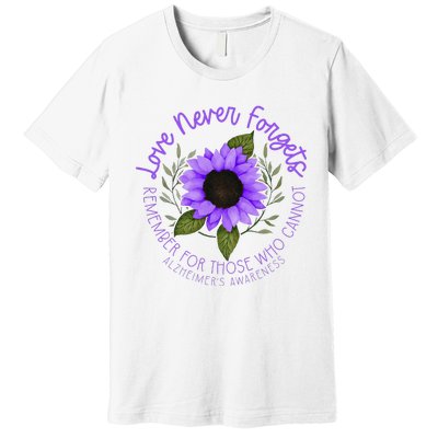 Alzheimer Awareness Purple Sunflower Premium T-Shirt