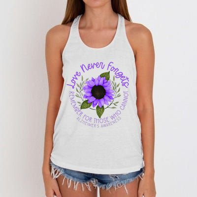 Alzheimer Awareness Purple Sunflower Women's Knotted Racerback Tank