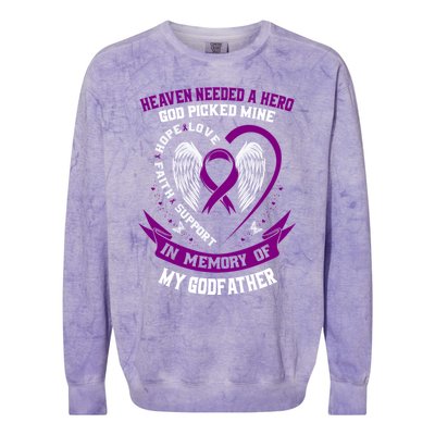 Alzheimers Awareness Products Memorial Loss Of Godfather Gift Colorblast Crewneck Sweatshirt