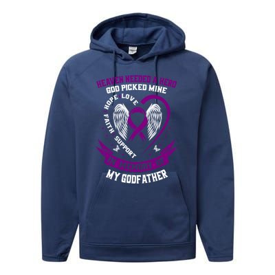 Alzheimers Awareness Products Memorial Loss Of Godfather Gift Performance Fleece Hoodie