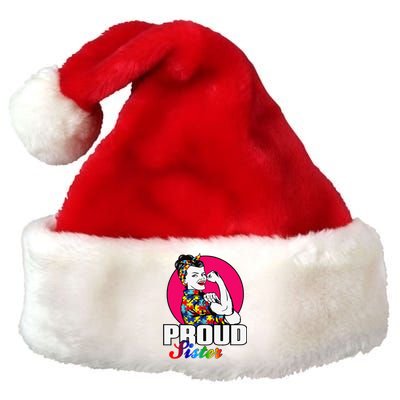 Autism Awareness Proud Sister Embrace Differences Gift Premium Christmas Santa Hat