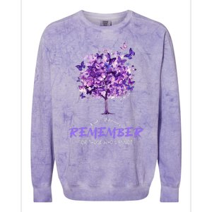 Alzheimers Awareness Purple Butterfly Colorblast Crewneck Sweatshirt