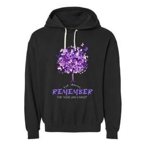 Alzheimers Awareness Purple Butterfly Garment-Dyed Fleece Hoodie