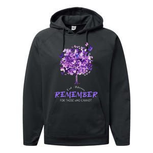 Alzheimers Awareness Purple Butterfly Performance Fleece Hoodie