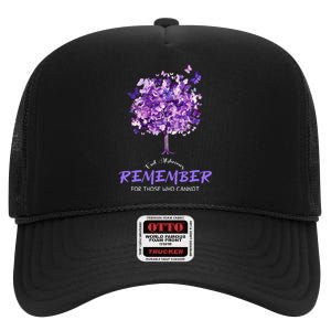 Alzheimers Awareness Purple Butterfly High Crown Mesh Back Trucker Hat