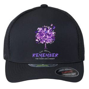 Alzheimers Awareness Purple Butterfly Flexfit Unipanel Trucker Cap