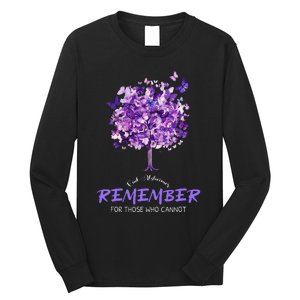 Alzheimers Awareness Purple Butterfly Long Sleeve Shirt