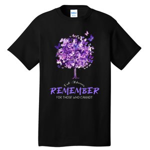 Alzheimers Awareness Purple Butterfly Tall T-Shirt