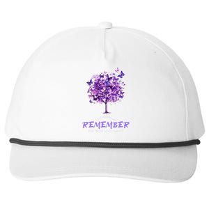 Alzheimers Awareness Purple Butterfly Snapback Five-Panel Rope Hat