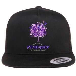 Alzheimers Awareness Purple Butterfly Flat Bill Trucker Hat